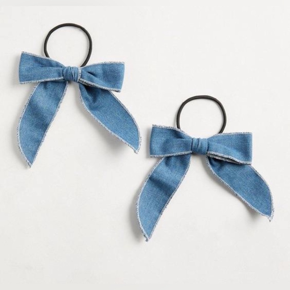 192. Denim Bow Hair Ties